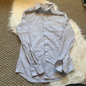 Express Fitted Button Down Top Shirt Light Blue Size Small